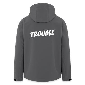 Trouble Stress Ärger Schriftzug My Name Is Trouble - Recycelte Männer Softshell-Jacke von Stanley/Stella - Anthrazit - Hinten - AI Model Male 185 light (185cm)