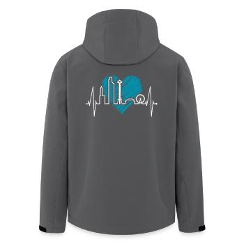 Seattle Skyline Herzschlag USA Fan Herz Puls Liebe - Recycelte Männer Softshell-Jacke von Stanley/Stella - Anthrazit - Hinten - AI Model Male 185 light (185cm)