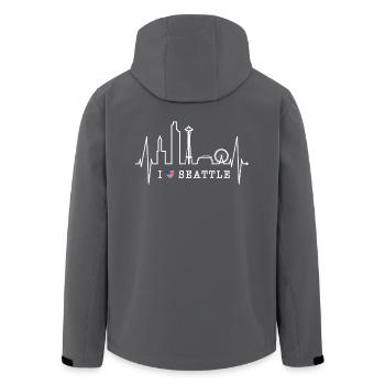 Seattle Skyline Herzschlag USA Fan Herz Puls Liebe - Recycelte Männer Softshell-Jacke von Stanley/Stella - Anthrazit - Hinten - AI Model Male 185 light (185cm)