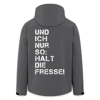 Fresse halten - Recycelte Männer Softshell-Jacke von Stanley/Stella - Anthrazit - Hinten - AI Model Male 185 light (185cm)