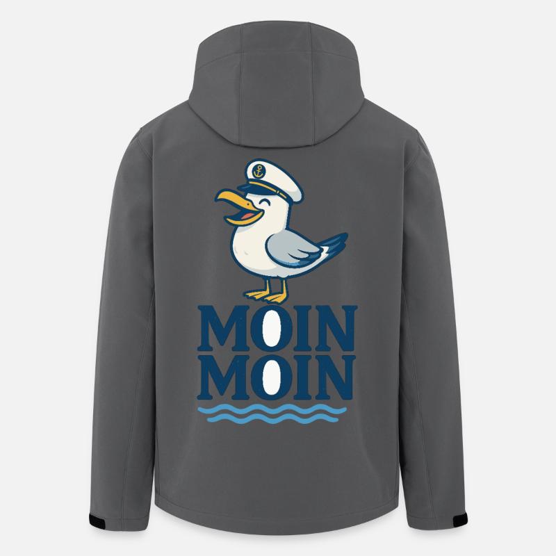 Möwe Kapitän Moin Moin Print - Recycelte Männer Softshell-Jacke von Stanley/Stella - Anthrazit