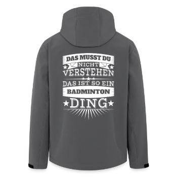 Badminton Ding - Recycelte Männer Softshell-Jacke von Stanley/Stella - Anthrazit - Hinten - AI Model Male 185 light (185cm)