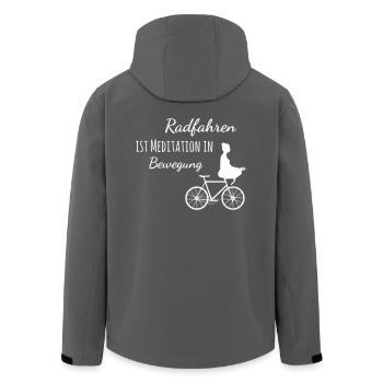 Radfahren ist Meditation in Bewegung - Recycelte Männer Softshell-Jacke von Stanley/Stella - Anthrazit - Hinten - AI Model Male 185 light (185cm)