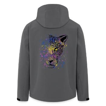 Bunter Leopard Raubkatze Animal Print Cool - Recycelte Männer Softshell-Jacke von Stanley/Stella - Anthrazit - Hinten - AI Model Male 185 light (185cm)