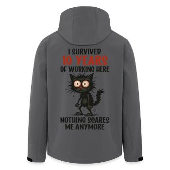 10 Year Company Anniversary Service Anniversary Work - Men’s Recycled Softshell Jacket by Stanley/Stella - anthracite - Back - AI Model Male 185 light (185cm)