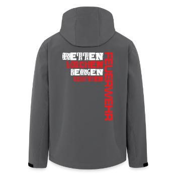 Feuerwehr - Retten Löschen Bergen Schützen - Recycelte Männer Softshell-Jacke von Stanley/Stella - Anthrazit - Hinten - AI Model Male 185 light (185cm)