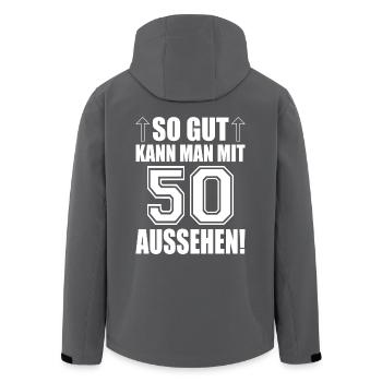 So gut kann man mit 50 aussehen - Recycelte Männer Softshell-Jacke von Stanley/Stella - Anthrazit - Hinten - AI Model Male 185 light (185cm)