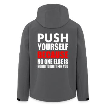 push yourself because no one is going to do it for - Recycelte Männer Softshell-Jacke von Stanley/Stella - Anthrazit - Hinten - AI Model Male 185 light (185cm)