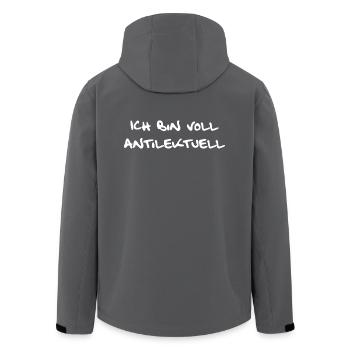 Nicht intellektuell sondern antilektuell - Recycelte Männer Softshell-Jacke von Stanley/Stella - Anthrazit - Hinten - AI Model Male 185 light (185cm)