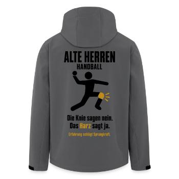Alte Herren Handball – Die Knie sagen nein - Recycelte Männer Softshell-Jacke von Stanley/Stella - Anthrazit - Hinten - AI Model Male 185 light (185cm)