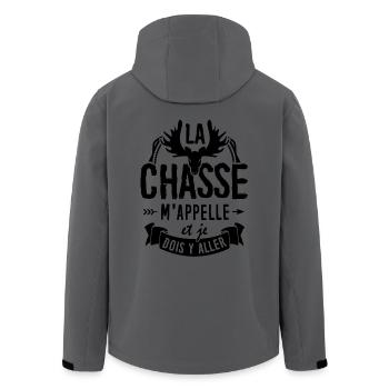 T-shirt pour Chasseur - La Chasse m"appelle - Veste softshell homme en polyester recyclé Stanley/Stella - charbon - Dos - AI Model Male 185 light (185cm)