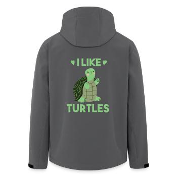 Lustige Schildkröte Spruch - I like Turtles Niedli - Recycelte Männer Softshell-Jacke von Stanley/Stella - Anthrazit - Hinten - AI Model Male 185 light (185cm)