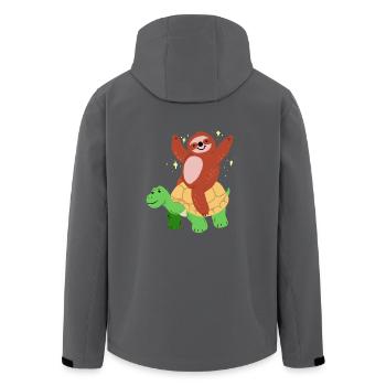 Lustige Schildkröte und Faultier - Faul Langsam - Recycelte Männer Softshell-Jacke von Stanley/Stella - Anthrazit - Hinten - AI Model Male 185 light (185cm)