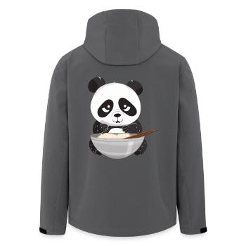 Panda mit Stäbchen und Reis, Asiatisches - Recycelte Männer Softshell-Jacke von Stanley/Stella - Anthrazit - Hinten - AI Model Male 185 light (185cm)