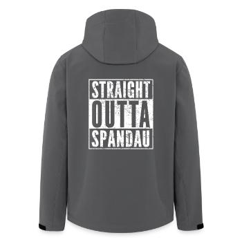 STRAIGHT OUTTA SPANDAU lustiges Berlin Shirt - Recycelte Männer Softshell-Jacke von Stanley/Stella - Anthrazit - Hinten - AI Model Male 185 light (185cm)