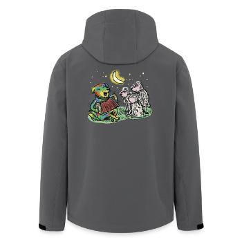 Herding dog with accordion in the moonlight - Men’s Recycled Softshell Jacket by Stanley/Stella - anthracite - Back - AI Model Male 185 light (185cm)