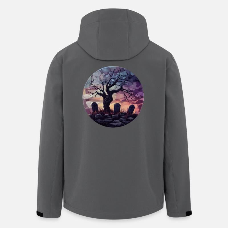 Geometric Ghost Tree at Sunset - Men’s Recycled Softshell Jacket by Stanley/Stella - anthracite