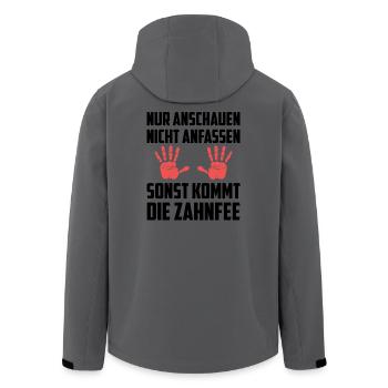 Nur anschauen nicht anfassen – Zahnfee Warnung - Recycelte Männer Softshell-Jacke von Stanley/Stella - Anthrazit - Hinten - AI Model Male 185 light (185cm)