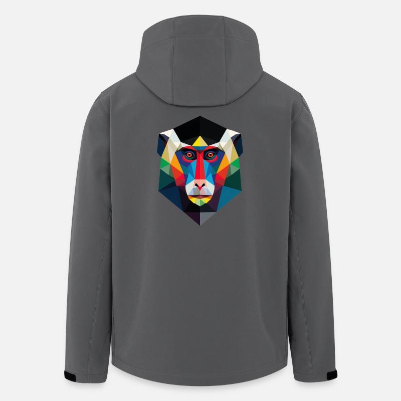 Geometrischer Affenkopf Kunstdruck - Recycelte Männer Softshell-Jacke von Stanley/Stella - Anthrazit