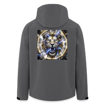 AUREUM REX – Golden Lion Emblem - Recycelte Männer Softshell-Jacke von Stanley/Stella - Anthrazit - Hinten - AI Model Male 185 light (185cm)
