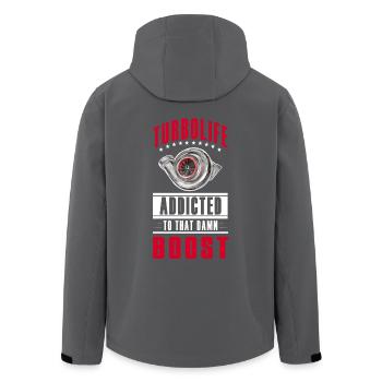 TURBO LIFE - Boost addicted - clean version - Recycelte Männer Softshell-Jacke von Stanley/Stella - Anthrazit - Hinten - AI Model Male 185 light (185cm)