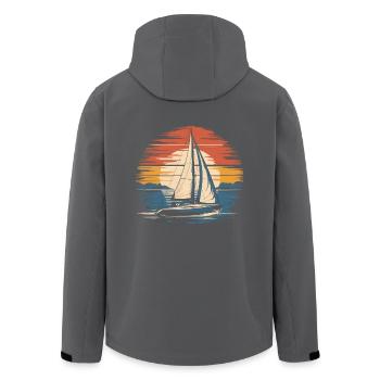 Retro Segelboot Vintage Segeln Skipper Segler - Recycelte Männer Softshell-Jacke von Stanley/Stella - Anthrazit - Hinten - AI Model Male 185 light (185cm)