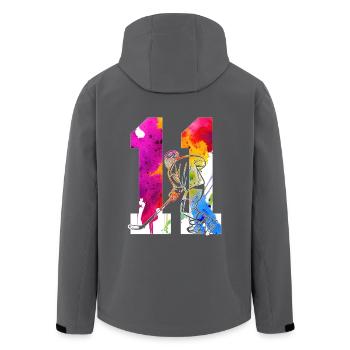NUMMER 11 EISHOCKEY 11. GEBURTSTAG - Recycelte Männer Softshell-Jacke von Stanley/Stella - Anthrazit - Hinten - AI Model Male 185 light (185cm)