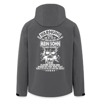 Warnung für meinen Sohn verletze ich alles... - Recycelte Männer Softshell-Jacke von Stanley/Stella - Anthrazit - Hinten - AI Model Male 185 light (185cm)