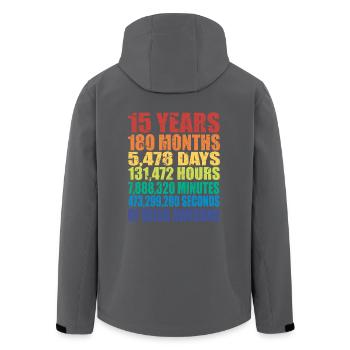 Lustiges Geschenk zum 15. Geburtstag, Alters-Countdown - Recycelte Männer Softshell-Jacke von Stanley/Stella - Anthrazit - Hinten - AI Model Male 185 light (185cm)