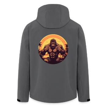 Sonnenuntergangslegenden: Gorilla trifft Yeti - Recycelte Männer Softshell-Jacke von Stanley/Stella - Anthrazit - Hinten - AI Model Male 185 light (185cm)