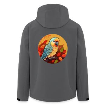 Herbst-Papagei: Sunset und Laub - Recycelte Männer Softshell-Jacke von Stanley/Stella - Anthrazit - Hinten - AI Model Male 185 light (185cm)