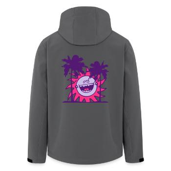 Lustige Sonne Lacht Glücklich Spaß Gesicht Palmen - Recycelte Männer Softshell-Jacke von Stanley/Stella - Anthrazit - Hinten - AI Model Male 185 light (185cm)