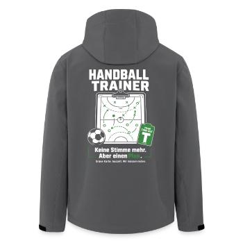 Handballtrainer Geschenk – Grüne Karte & Auszeit - Recycelte Männer Softshell-Jacke von Stanley/Stella - Anthrazit - Hinten - AI Model Male 185 light (185cm)