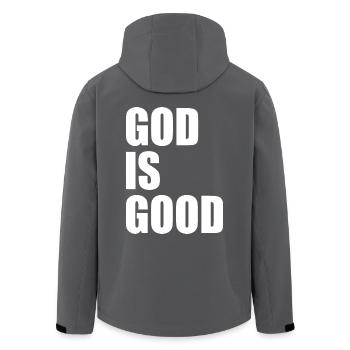 God is good - Recycelte Männer Softshell-Jacke von Stanley/Stella - Anthrazit - Hinten - AI Model Male 185 light (185cm)