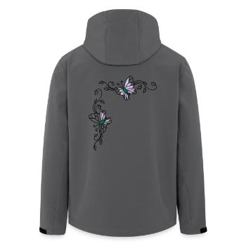 Schmetterlinge mit Blumenranken - Recycelte Männer Softshell-Jacke von Stanley/Stella - Anthrazit - Hinten - AI Model Male 185 light (185cm)