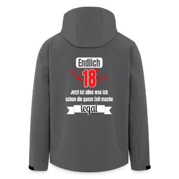 Geburtstag 18 Jahre Endlich Legal B-Day T-Shirt - Recycelte Männer Softshell-Jacke von Stanley/Stella - Anthrazit - Hinten - AI Model Male 185 light (185cm)