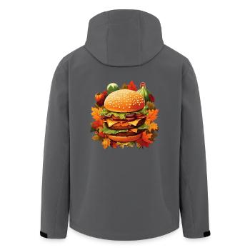 Herbstlicher Genuss: Burger im bunten Laub - Recycelte Männer Softshell-Jacke von Stanley/Stella - Anthrazit - Hinten - AI Model Male 185 light (185cm)