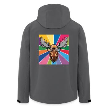 Elch cool in der Brille bunter König des Waldes - Recycelte Männer Softshell-Jacke von Stanley/Stella - Anthrazit - Hinten - AI Model Male 185 light (185cm)