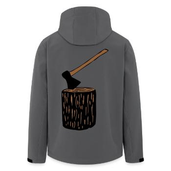 Hache et tronc d'arbre - Veste softshell homme en polyester recyclé Stanley/Stella - charbon - Dos - AI Model Male 185 light (185cm)
