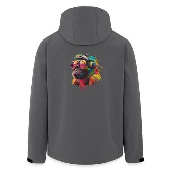 Monkey street art - Men’s Recycled Softshell Jacket by Stanley/Stella - anthracite - Back - AI Model Male 185 light (185cm)