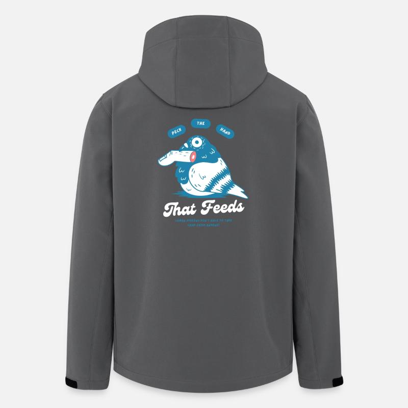 Peck the Hand That Feeds – Tauben-Design - Recycelte Männer Softshell-Jacke von Stanley/Stella - Anthrazit