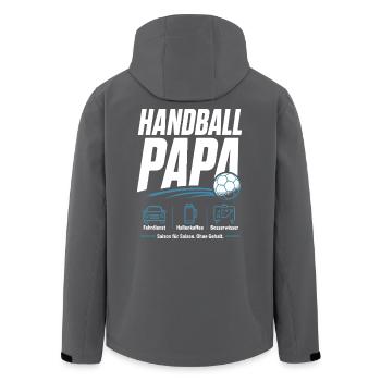 Handballpapa Geschenk – Saison für Saison - Recycelte Männer Softshell-Jacke von Stanley/Stella - Anthrazit - Hinten - AI Model Male 185 light (185cm)
