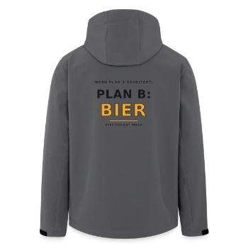 Plan B Beer Saying - Men’s Recycled Softshell Jacket by Stanley/Stella - anthracite - Back - AI Model Male 185 light (185cm)