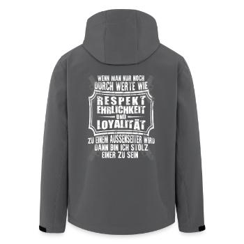 Respekt Ehrlichkeit Loyalität Sprüche Geschenk - Recycelte Männer Softshell-Jacke von Stanley/Stella - Anthrazit - Hinten - AI Model Male 185 light (185cm)