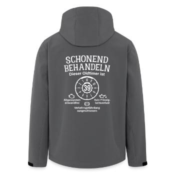 39. Geburtstag Schonend Behandeln Oldtimer Ist 39 - Recycelte Männer Softshell-Jacke von Stanley/Stella - Anthrazit - Hinten - AI Model Male 185 light (185cm)