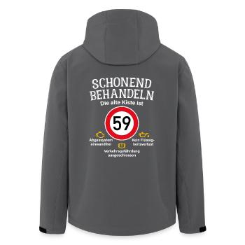 59. Geburtstag Schonend Behandeln 59 Alte Kiste 59 - Recycelte Männer Softshell-Jacke von Stanley/Stella - Anthrazit - Hinten - AI Model Male 185 light (185cm)