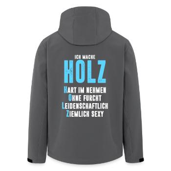 HOLZ - Recycelte Männer Softshell-Jacke von Stanley/Stella - Anthrazit - Hinten - AI Model Male 185 light (185cm)