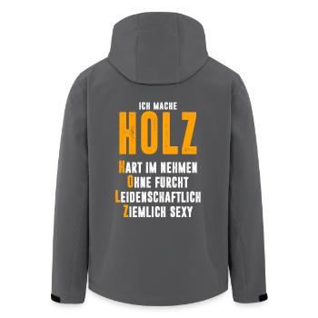 Holz - Recycelte Männer Softshell-Jacke von Stanley/Stella - Anthrazit - Hinten - AI Model Male 185 light (185cm)