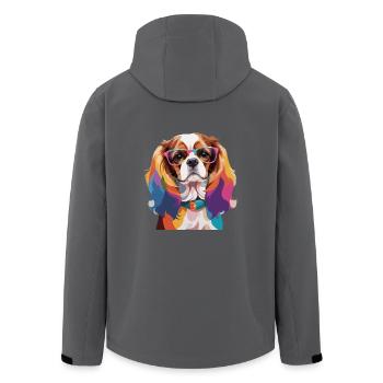 Cavalier King Charles Spaniel Hundebrille - Recycelte Männer Softshell-Jacke von Stanley/Stella - Anthrazit - Hinten - AI Model Male 185 light (185cm)