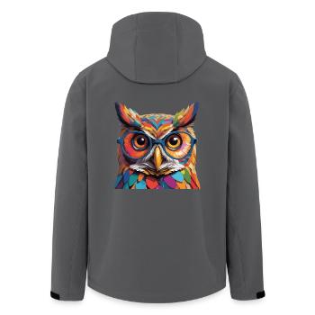 Eule Cool mit Brille Colored Tough - Recycelte Männer Softshell-Jacke von Stanley/Stella - Anthrazit - Hinten - AI Model Male 185 light (185cm)